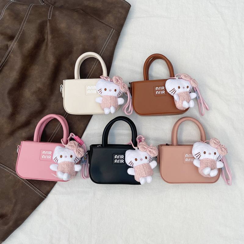 Kids Mini Round Handbag with Fluffy charm – Multicolor