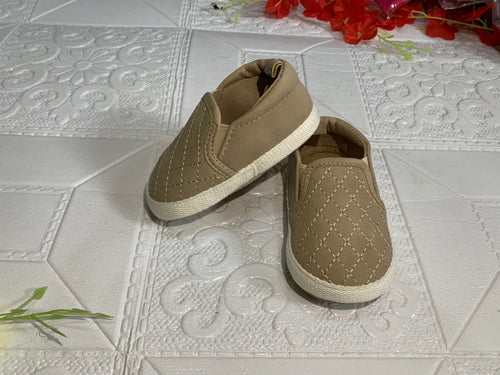 Baby Boy Beige  Shoes with Off-White Sole – 0-6 Months