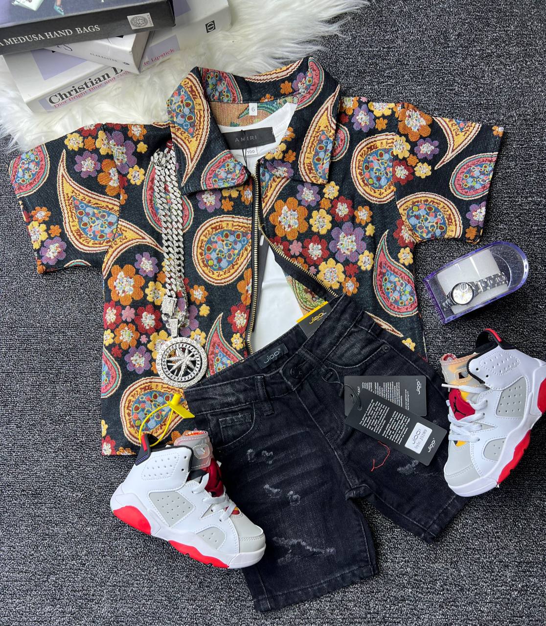 Luxury Vintage High-quality Zip Shirt&nbsp; and short set 2-10 years old