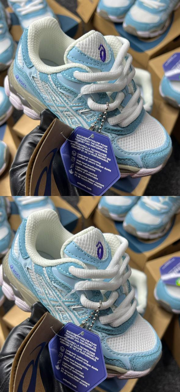 Luxury White & Light Blue Kids’ Shoe | Sizes 26–35